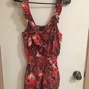 Pink floral romper